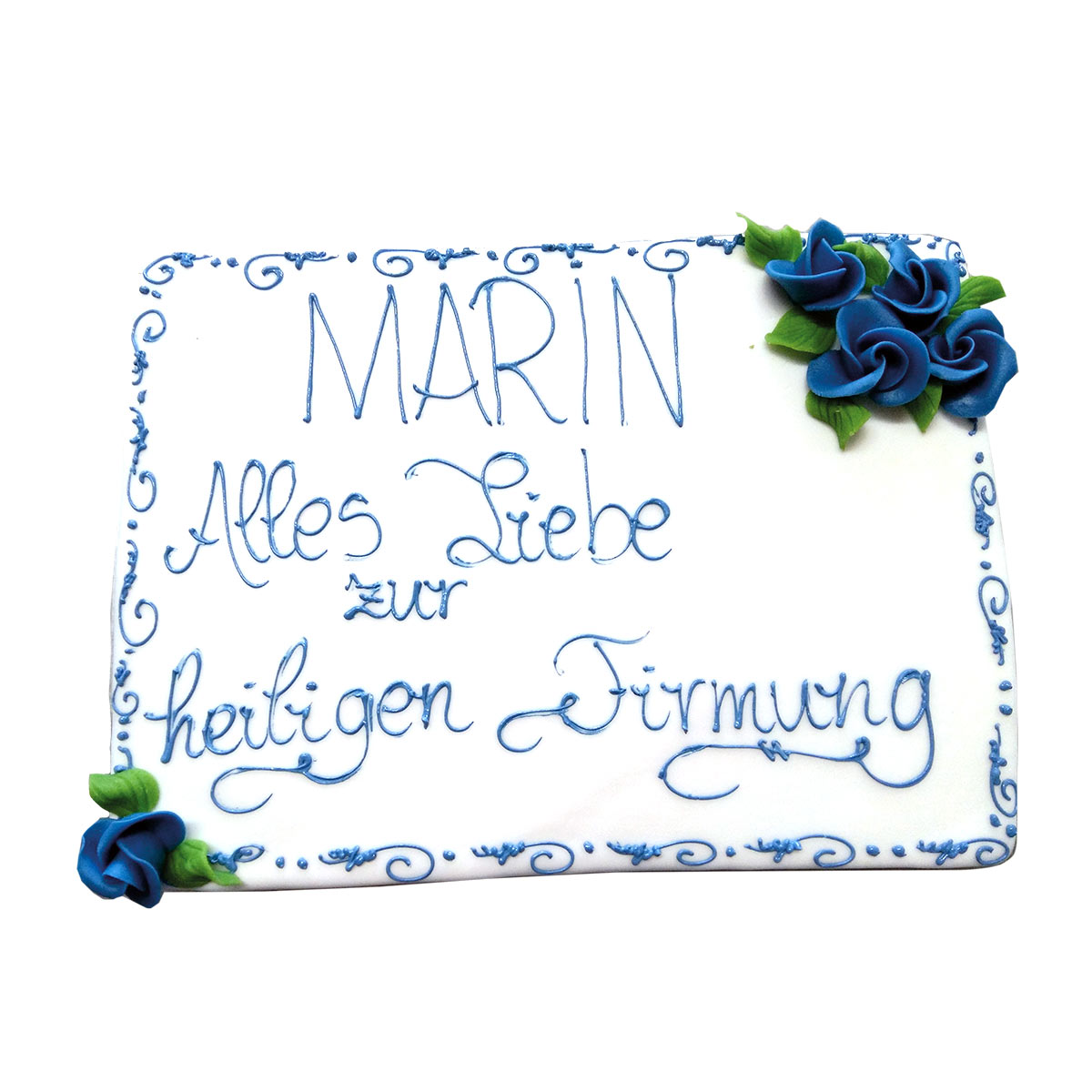 Torte rechteckig mit Dekor und weißer Eindeckung